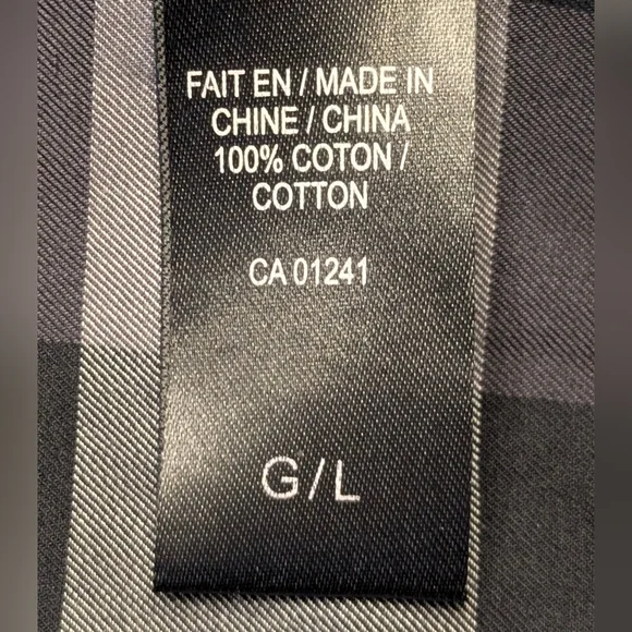 Simons Le31 Black and Gray Plaid Button Down Shirt Semi Fit Size L - Picture 4 of 7